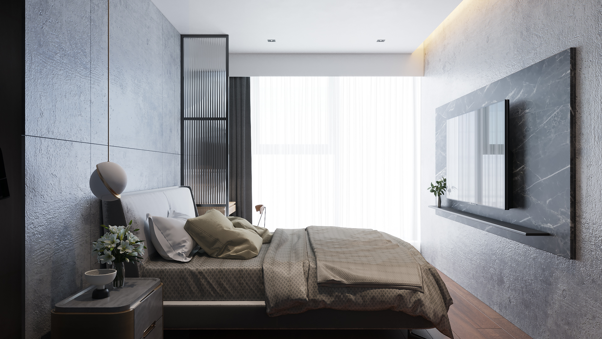 Thiết kế nội thất phòng ngủ vợ chồng 13m2 – Sunshine City