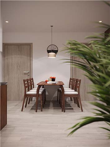 Thiết kế mẫu nội thất phòng ăn gia đình 8m2 – Sunsquare