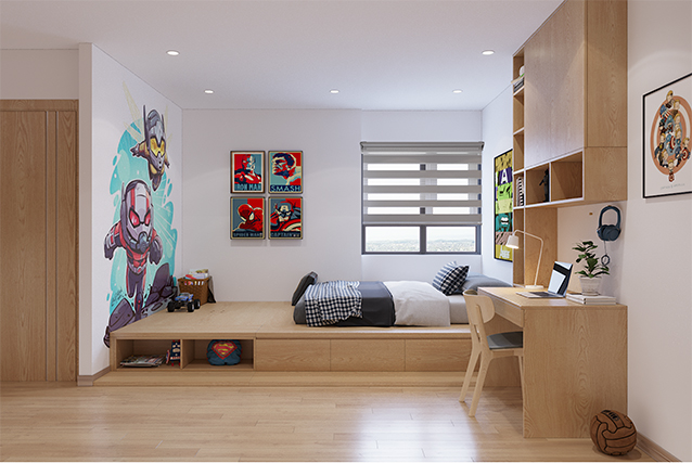 Thiết kế nội thất phòng ngủ bé trai 22m2 – Horizon