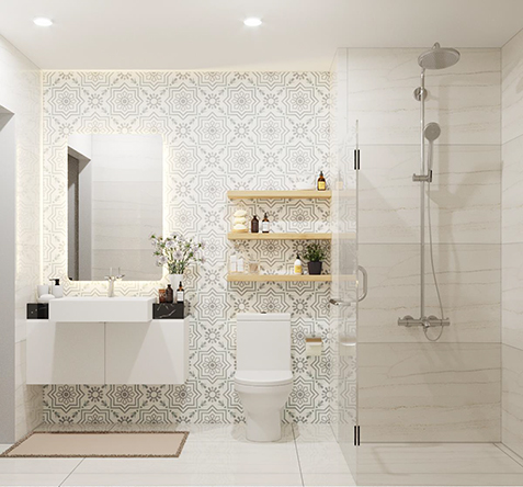 Thiết kế mẫu nội thất phòng tắm 8m2 - Vinhomes Gardenia