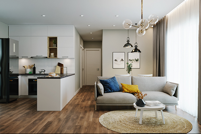 Thiết kế nội thất phòng khách 25m2 – D’Capitale – anh Dũng