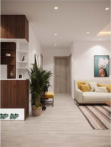 Thiết kế mẫu nội thất phòng khách 28m2 – Sunsquare