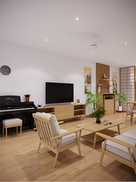 Thiết kế mẫu nội thất phòng khách độc đáo 32m2 – Horizon