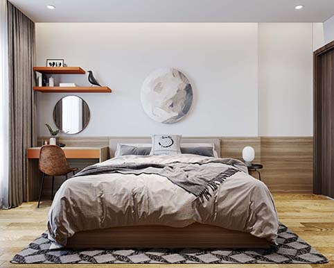 Thiết kế nội thất phòng ngủ vợ chồng 18m2 – 6th Element