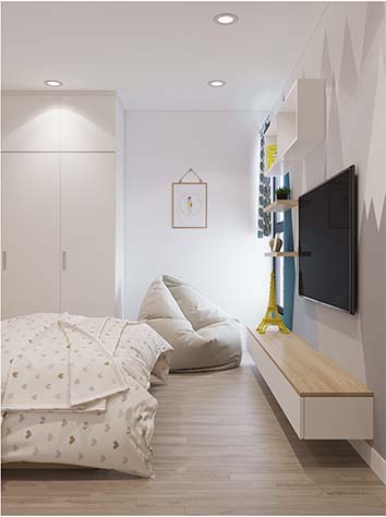 Thiết kế nội thất phòng ngủ vợ chồng 18m2 – Sunsquare