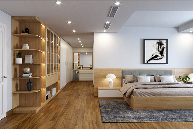 Thiết kế nội thất phòng ngủ 45m2 – Biệt Thự Nguyễn Khoái