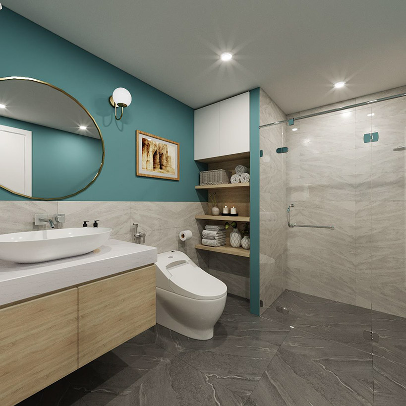 Thiết kế mẫu nội thất phòng tắm 8m2 – Ngoại Giao Đoàn