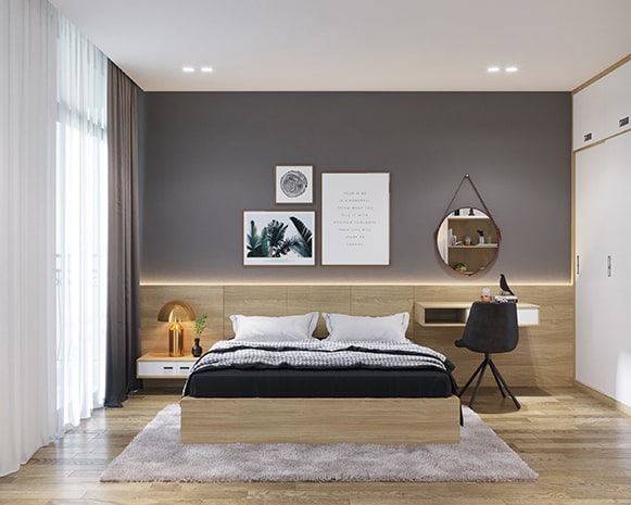 Thiết kế nội thất phòng ngủ 34m2 – Vinhomes Green Bay