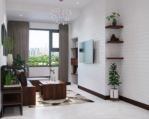 Mẫu thiết kế căn hộ 65m2 – Intracom Riverside – chị Linh
