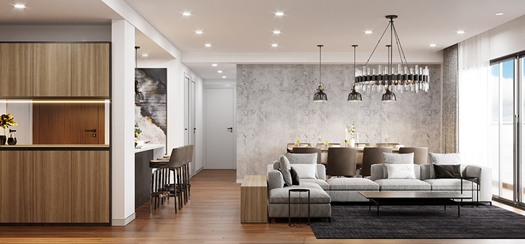 Thiết kế nội thất phòng khách 25m2 – Berriver Long Biên