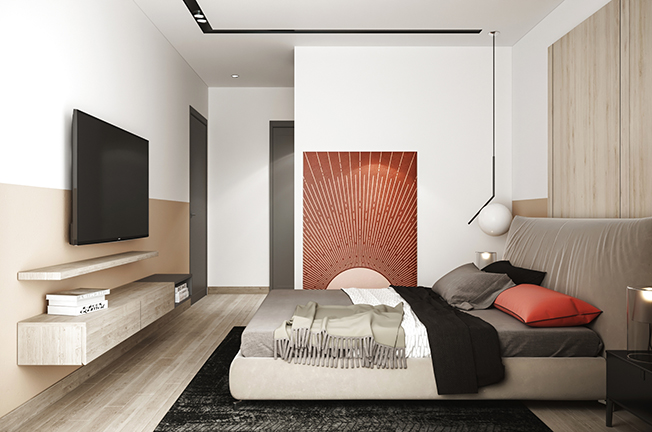 Giường ngủ chất liệu gỗ công nghiệp thường mang đến vẻ đẹp hiện đại, ấm áp mà vẫn giữ được vẻ đẹp sang trọng, thanh lịch cho căn phòng.