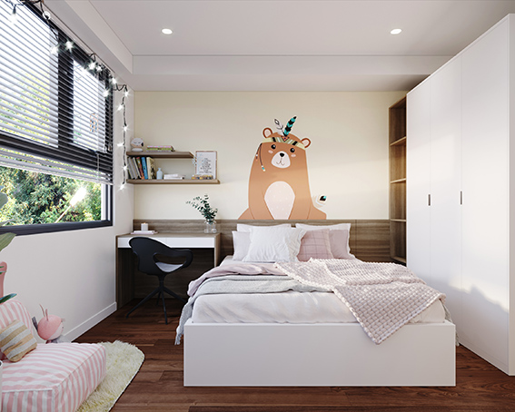 Màu trắng thanh lịch và thời thượng luôn luôn là lựa chọn tối ưu cho giường MDF phủ Melamine 1m8 trong căn phòng ngủ nhỏ. Vì gam màu trắng giúp tạo cảm giác không gian được cơi nới, mở rộng hơn.