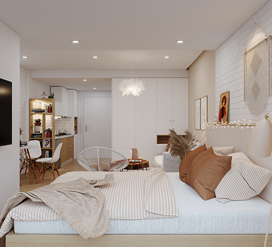 Thiết kế nội thất phòng ngủ 10m2 – Vinhomes Smart City – anh Hưng
