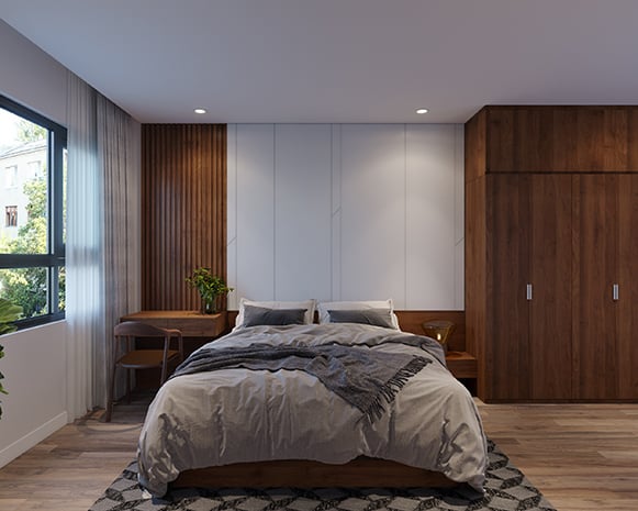 Nội thất phòng ngủ vợ chồng thiết kế theo phong cách hiện đại đơn giản và không bao giờ lỗi thời