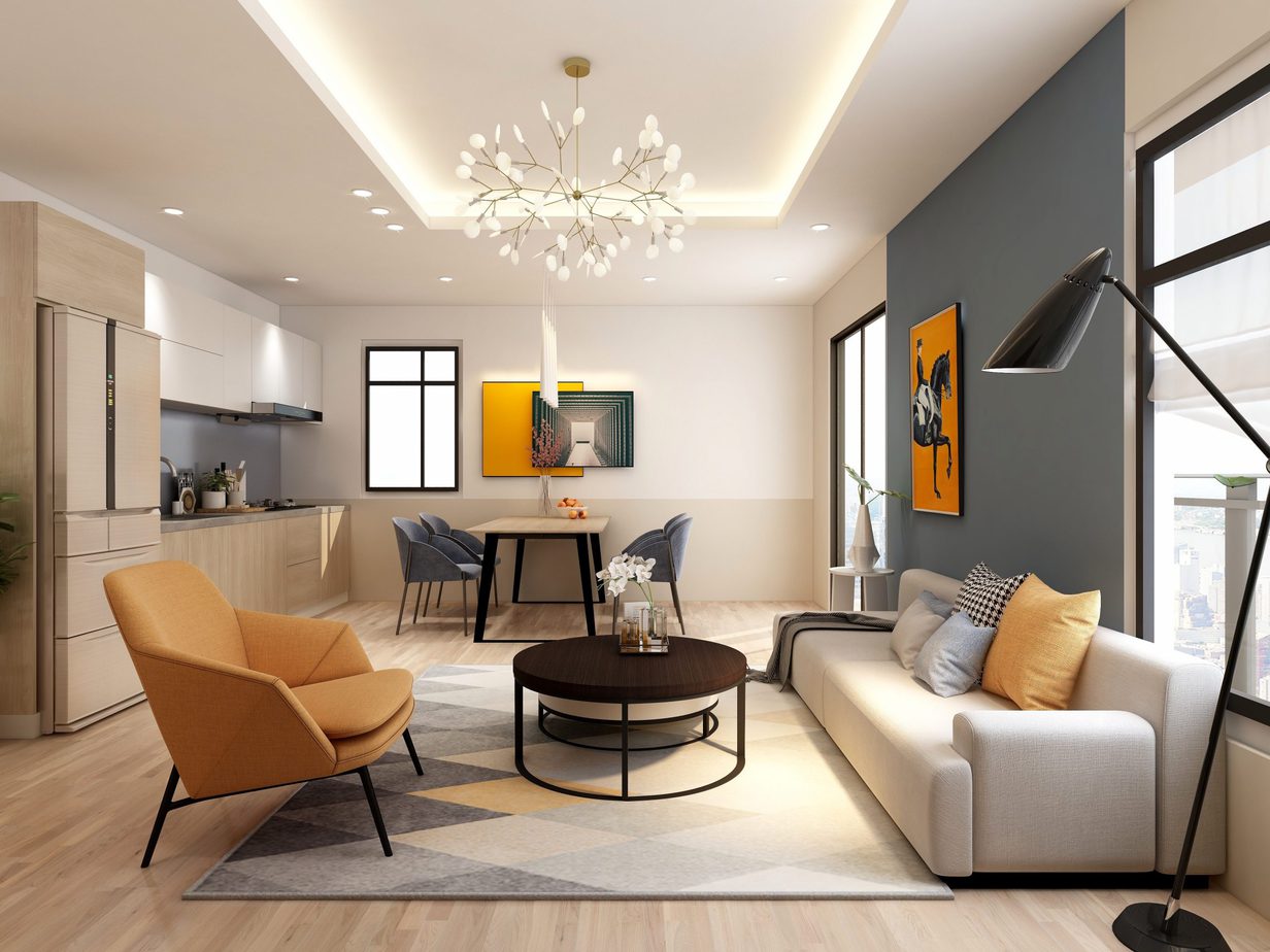 Thiết kế nội thất phòng khách 8m2 – Metropolis – chị Hương