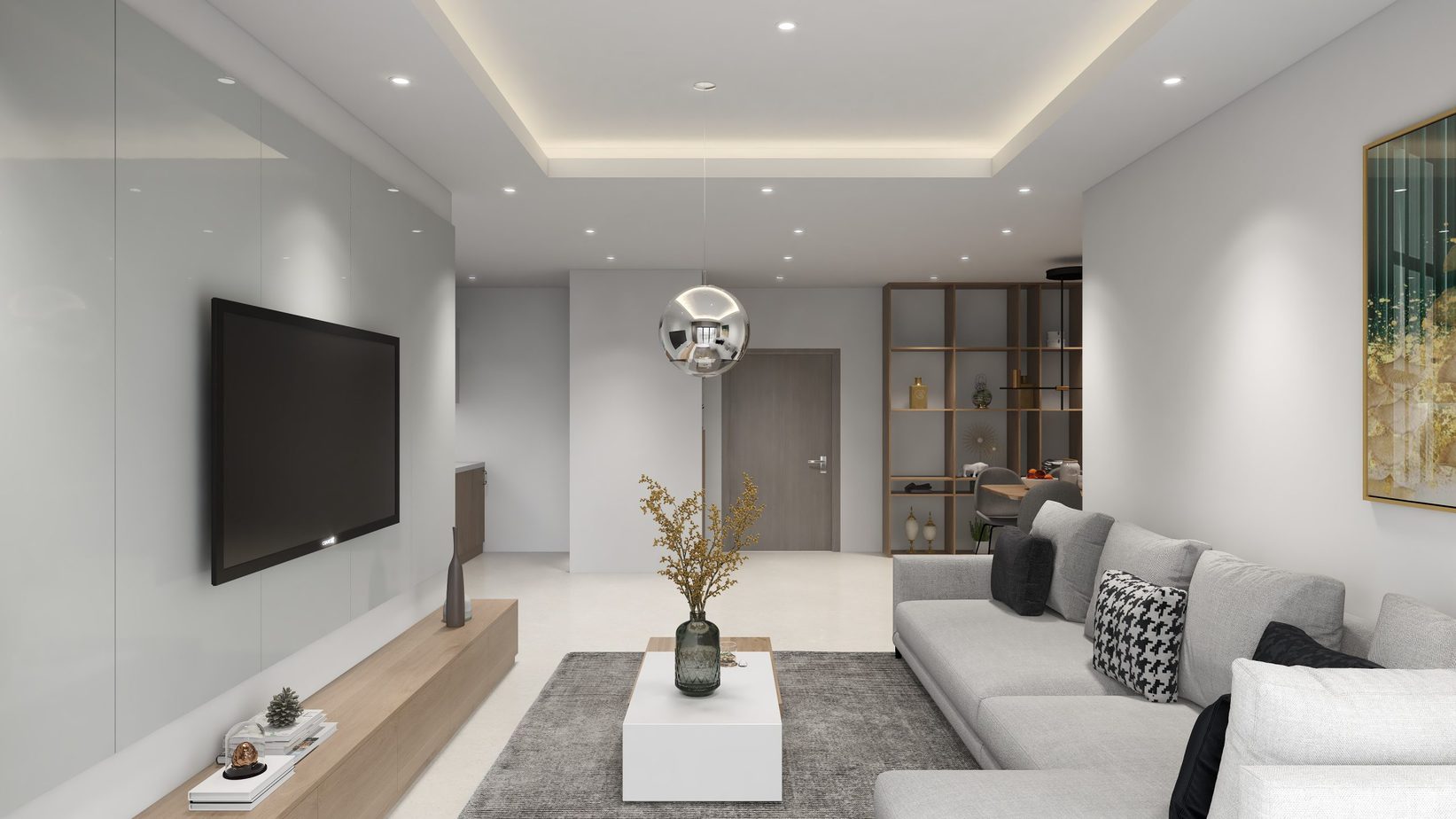 Thiết kế nội thất phòng khách 32m2 – The Manor – HCMC