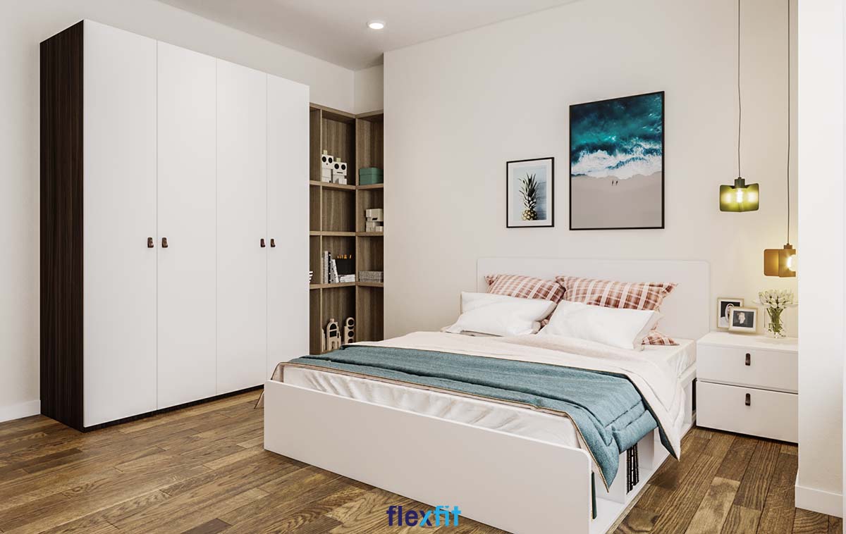 Thiết kế giường thông minh kích thước 1m8 bằng lõi gỗ MDF phủ Melamine màu trắng thanh lịch, chống ẩm và hạn chế mối mọt tốt. Giường thiết kế với 1 bên là ngăn kéo lưu trữ và 1 bên làm giá sách giúp tăng khả năng lưu trữ.