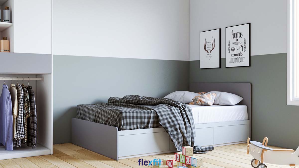 Giường có ngăn kéo gỗ MDF phủ Melamine màu trắng - tím