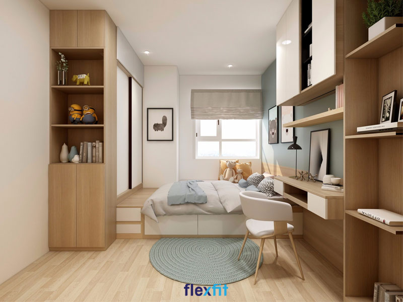 Tủ quần áo 2m sử dụng cửa lùa, được tích hợp cùng hệ thống với giường ngủ và kệ trang trí giúp tối ưu hóa diện tích. Tủ cao kịch trần tăng không gian lưu trữ. Với chất liệu lõi MDF phủ Melamine mẫu tủ này vừa nhẹ, vừa hạn chế trầy xước.