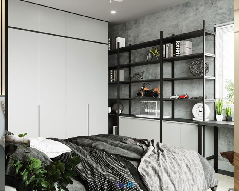 Mẫu tủ quần áo 4 cánh 3m lõi gỗ MDF phủ Melamine màu sơn trắng tinh khôi. Tủ có thiết kế kế kịch trần, bạn có thể tận dụng các ô chứa phía trên để cất gọn chăn màn hoặc các đồ dùng khác.
