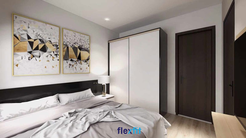 Tủ quần áo cửa lùa 2 cánh 2m4 đẹp sang trọng, tối giản và bền chắc với chất liệu lõi MDF phủ Laminate màu trắng - đen