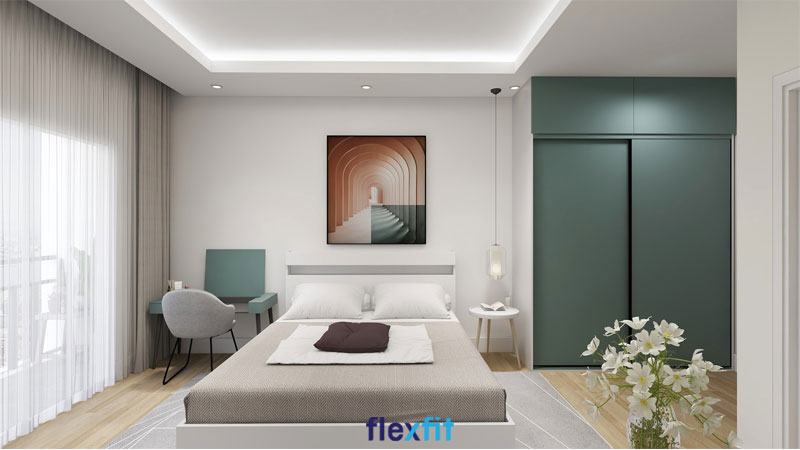 Tủ quần áo 2 cánh lùa 2m6 lõi MDF phủ Melamine màu xanh ghi mang đến vẻ đẹp thanh tao, nền nã đến cho căn phòng ngủ