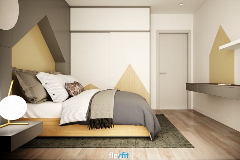 Độc đáo, mới lạ và thu hút thị giác với mẫu tủ quần áo 2 cánh lùa 3m lõi MDF phủ Melamine. Họa tiết ngũ giác màu vàng vân gỗ chính là điểm nhấn tạo sự ấn tượng cho mẫu tủ này.