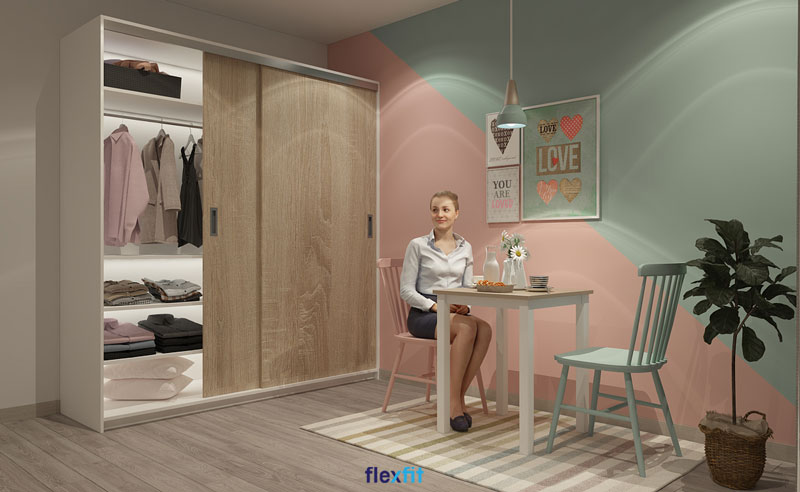 Tuy mang sắc nâu vân gỗ như gỗ tự nhiên nhưng tủ quần áo 2 cánh lùa 3m này lại có khả năng kháng ẩm, kháng nước, chống mối mọt cực tốt do làm từ chất liệu MDF phủ Laminate