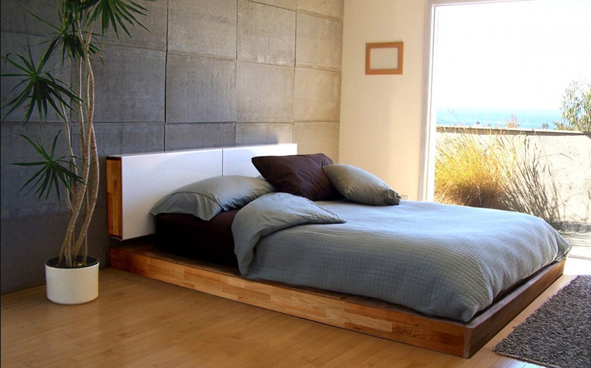 Mẫu giường bệt được thiết kế hiện đại, đơn giản với màu gỗ nguyên bản