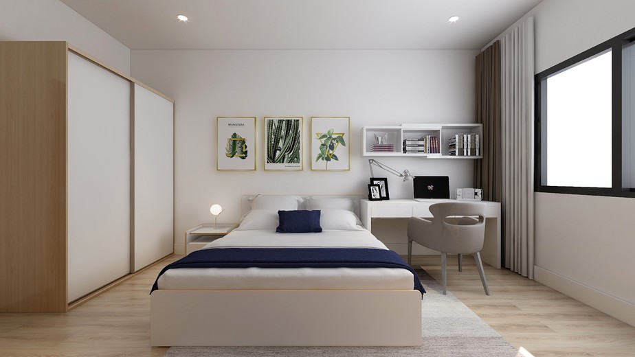 Sở hữu kích thước 90cm x 120cm, mẫu bàn làm việc trắng MFC phủ Melamine được kết hợp với các kệ trang trí nhỏ xinh tạo thành một hệ bàn sách đầy tiện lợi. Ngoài ra, cách bố trí này giúp không gian làm việc của bạn trở nên gọn gàng, tiện nghi mà vô cùng hiện đại.