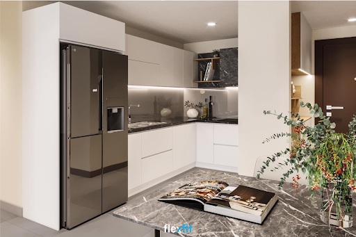 Tủ bếp lắp ghép có thể tận dụng các góc vuông trong phòng bếp một cách hiệu quả giúp tối ưu công năng và nâng cao tính thẩm mỹ cho không gian