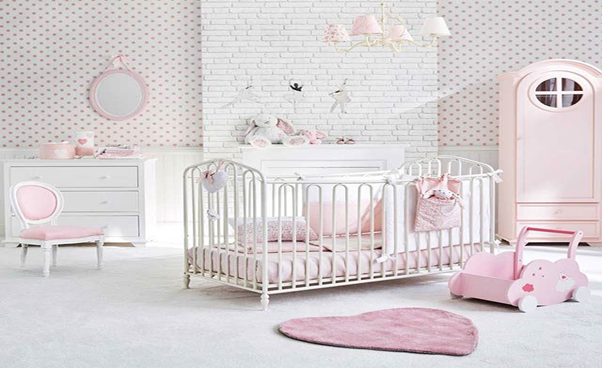 Mẫu phòng ngủ em bé sơ sinh màu hồng