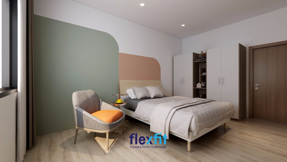Không gian phòng ngủ ngập tràn sự tươi mới, giúp tái tạo năng lượng nhanh chóng nhờ những gam màu trẻ trung cùng sự sắp xếp nội thất tinh tế, khoa học