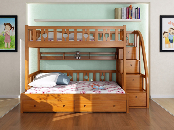 Một mẫu thiết kế giường ngủ 2 tầng bằng gỗ thông