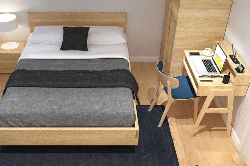 Thiết kế phòng ngủ nhỏ 14m2 sử dụng nội thất đơn giản