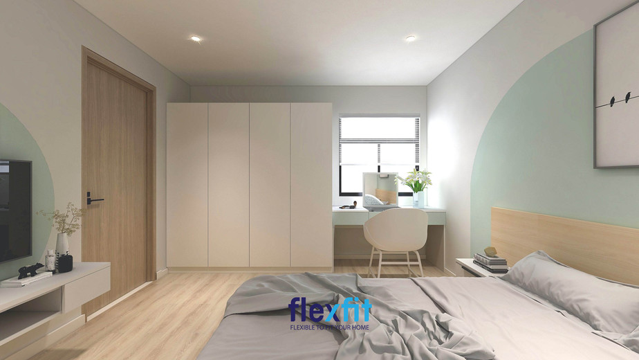 Với màu sắc nhẹ nhàng, thiết kế gọn gàng, tiện dụng, mẫu thiết kế nội thất phòng ngủ này  mang đến cảm giác dễ chịu cho người dùng và luôn được các gia chủ yêu thích