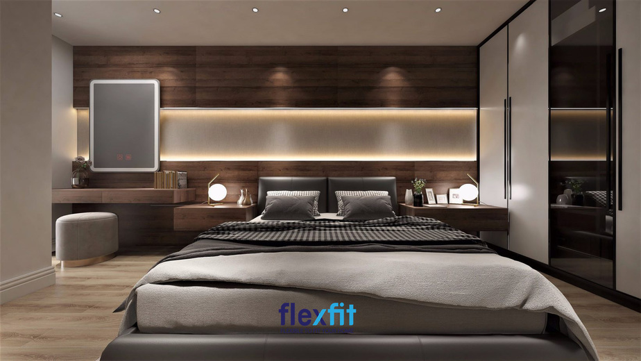 Với hệ thống chiếu sáng độc đáo cùng sự bày trí, kết hợp giữa nội thất trong phòng mang lại một căn phòng ngủ vô cùng ấm áp, tiện nghi mà vẫn đảm bảo được tính thẩm mỹ cao.