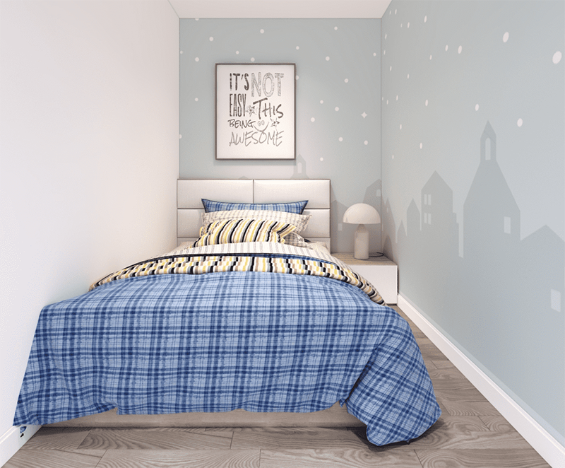 Mẫu thiết kế phòng ngủ nhỏ 8m2 với tone màu xanh nhạt