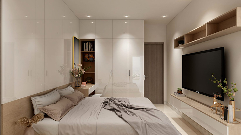 Nên lựa chọn kích thước cửa phòng nhỏ cho phòng ngủ nhỏ để tạo sự cân xứng, đảm bảo yếu tố thẩm mỹ