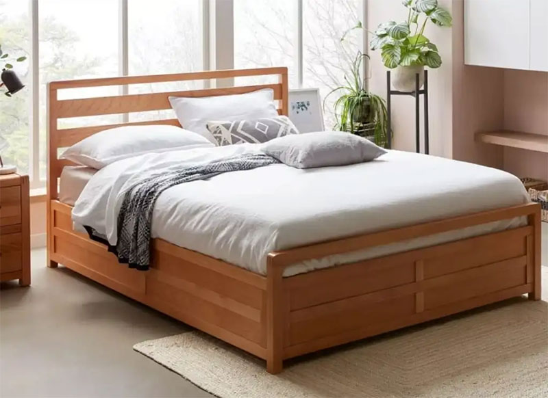 Mẫu giường ngủ xoan đào được thiết kế đầu giường độc đáo